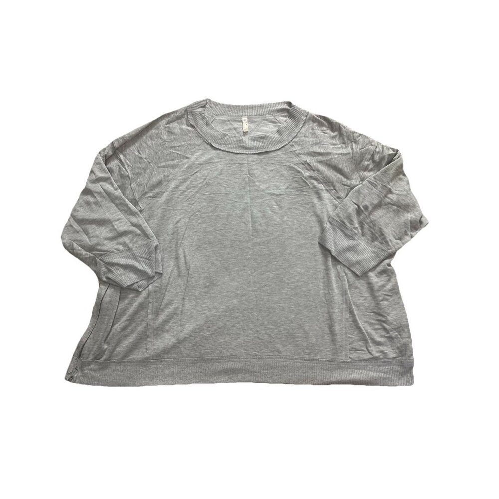 Free People Movement Gray Sweatshirt Oversized Zipper Sides Size Medium‎